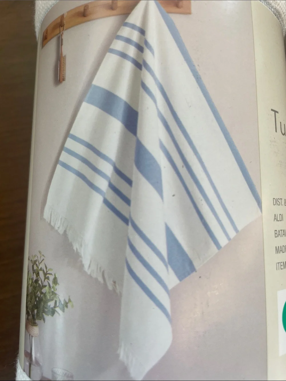 Kirkton House White Bath Towel with Light Blue Stripe NWT!
